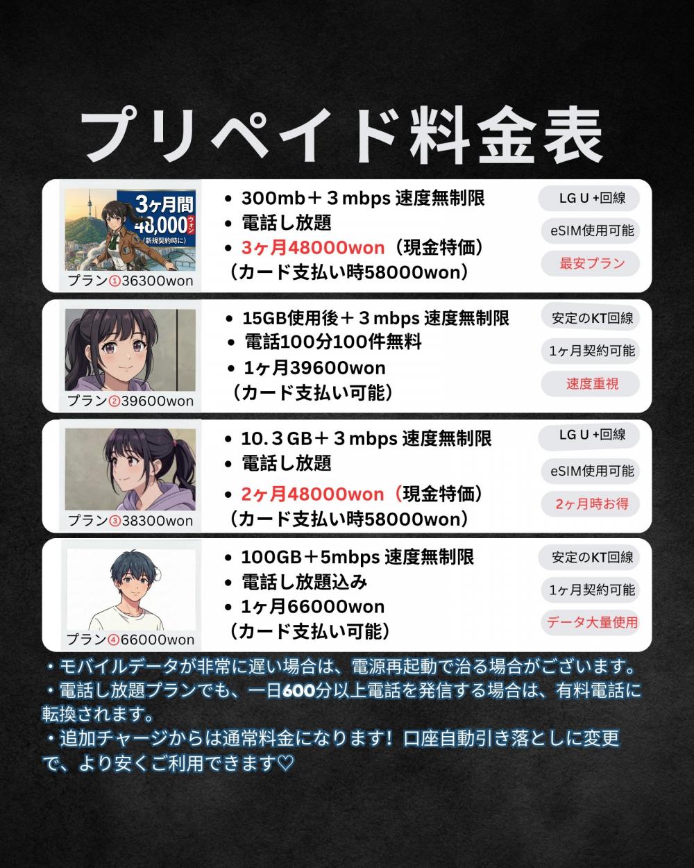 料金プラン一覧